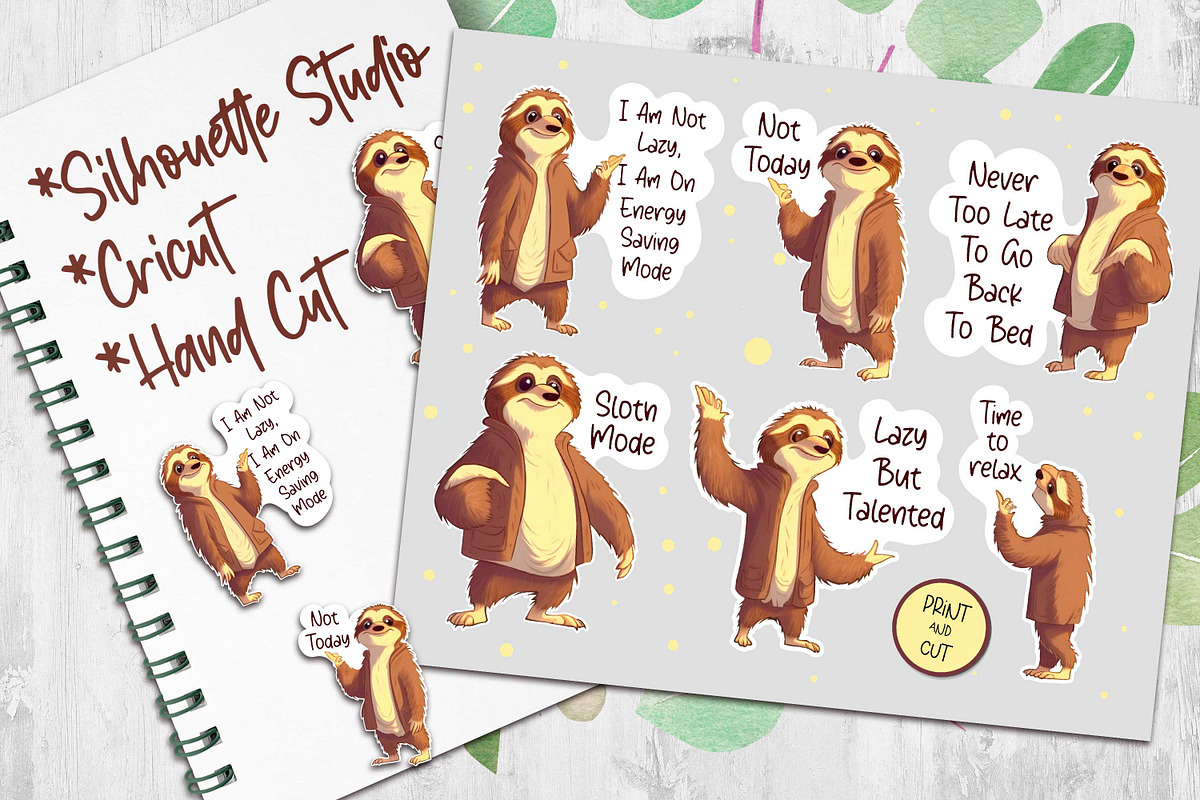 Cute Sloth Cartoons | Printable Stic, a Stationery Template by Big Squirrel (Photo 4 of 4)