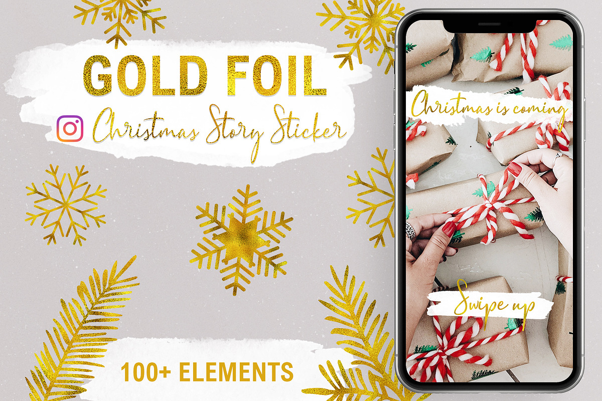 Gold Foil X-Mas Instagram Sticker, a Social Media Template by U + Me Studio (Photo 1 of 12)