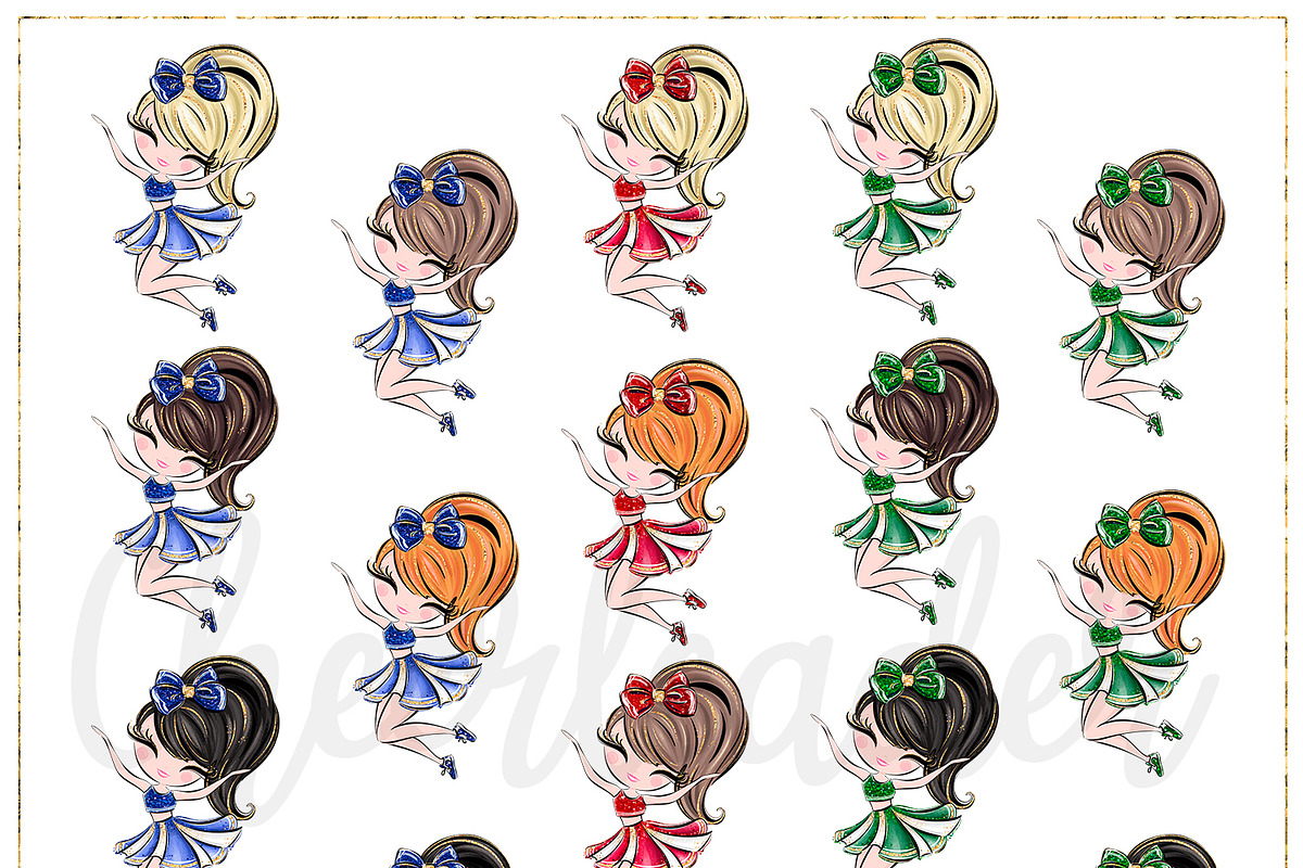 Cheerleader Hand Drawn Clipart, a Sport Illustration by Masha  Studio (Photo 6 of 12)