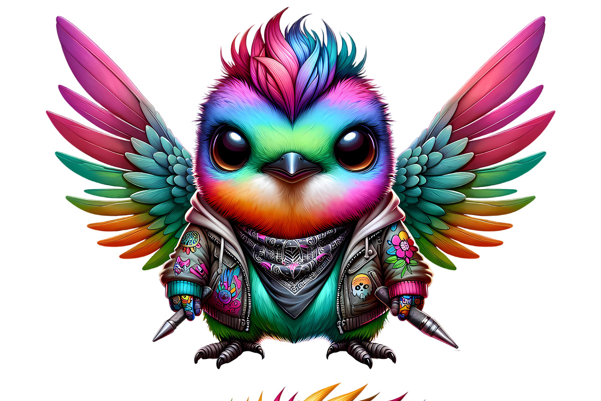 Punk Rock Hummingbird Clipart Bundle, an Animal Illustration by ...