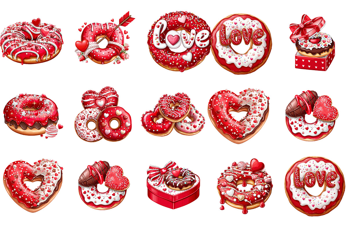 Valentine Donut Clipart, an Illustration by DreamArtGraphic (Photo 4 of 4)