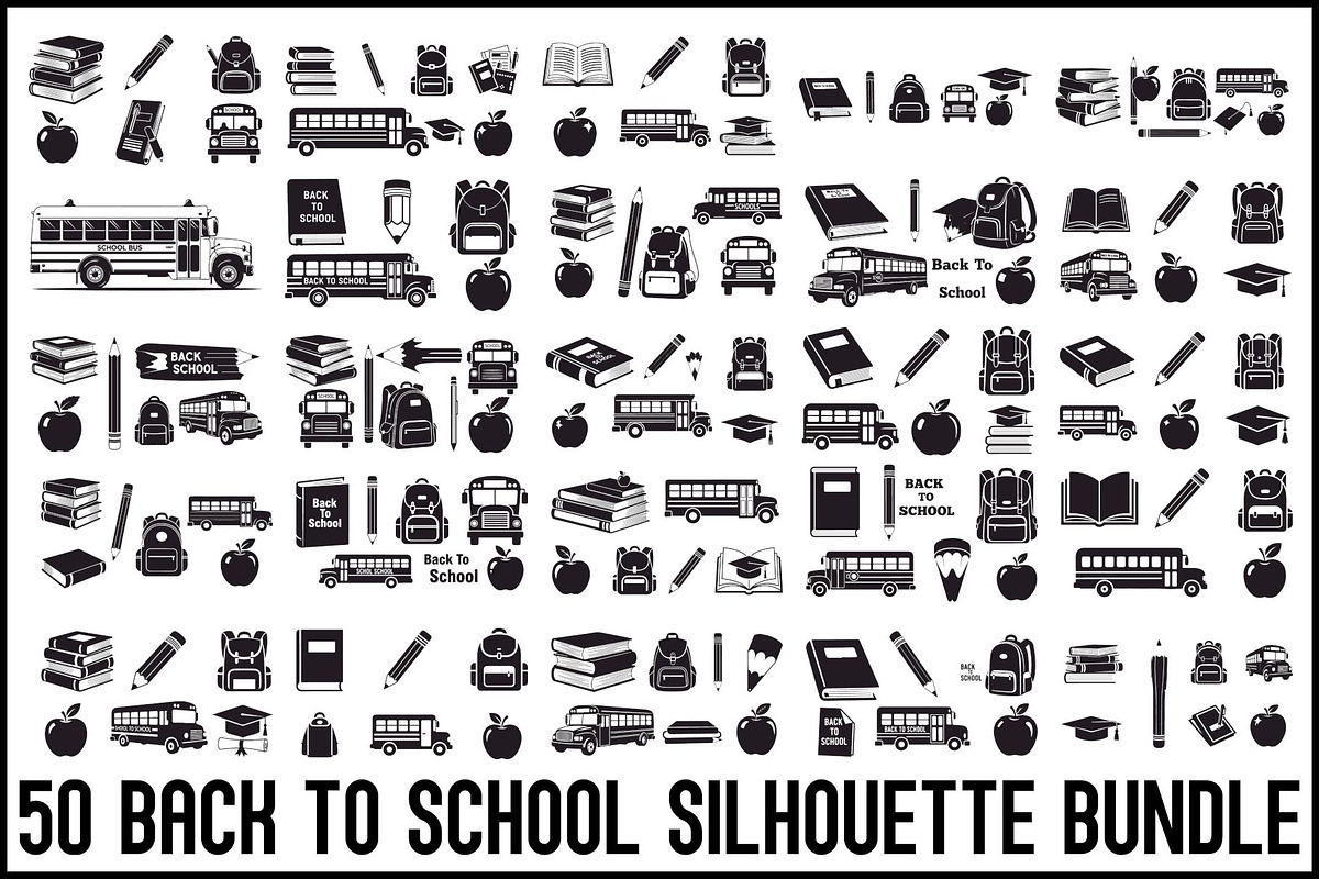 Back To School Silhouette Bundle, an Illustration by Designer_Momina (Photo 1 of 51)