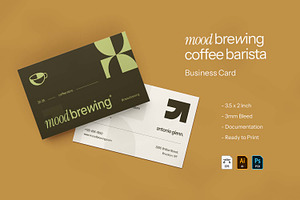 Mood Brewing Coffee - Business Card, a Business Card Template by VUNIRA