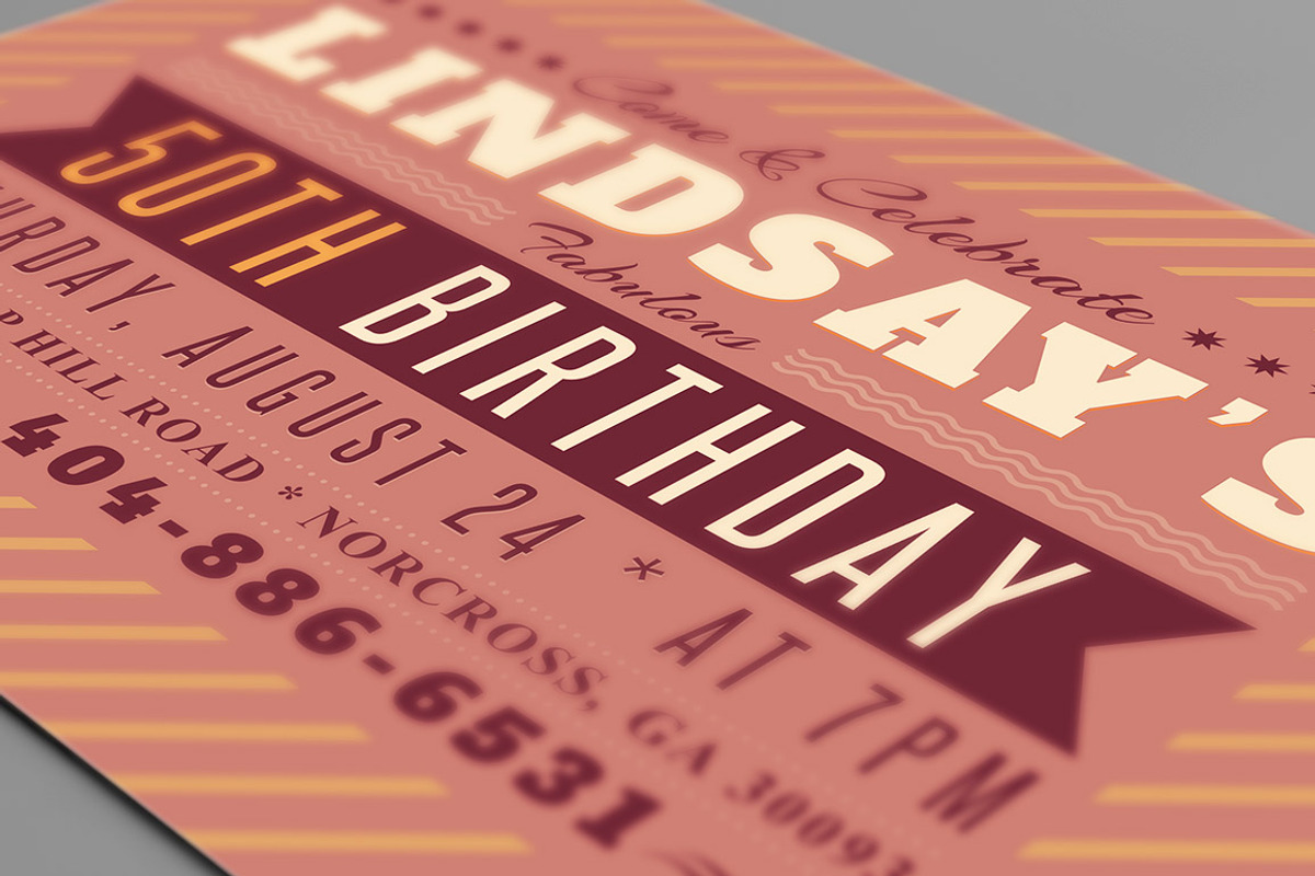 Retro Birthday Invitation 1, a Card Template by Cruzine (Photo 2 of 4)