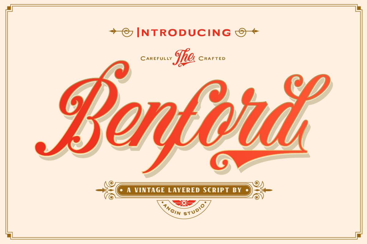 Benford Font Collections + Extras, a Script Font by Angin Studio (Photo 1 of 13)