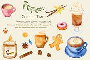 Watercolor Coffee Time collection, a Decorative Illustration by Aurella Art (Thumbnail 1 of 14)