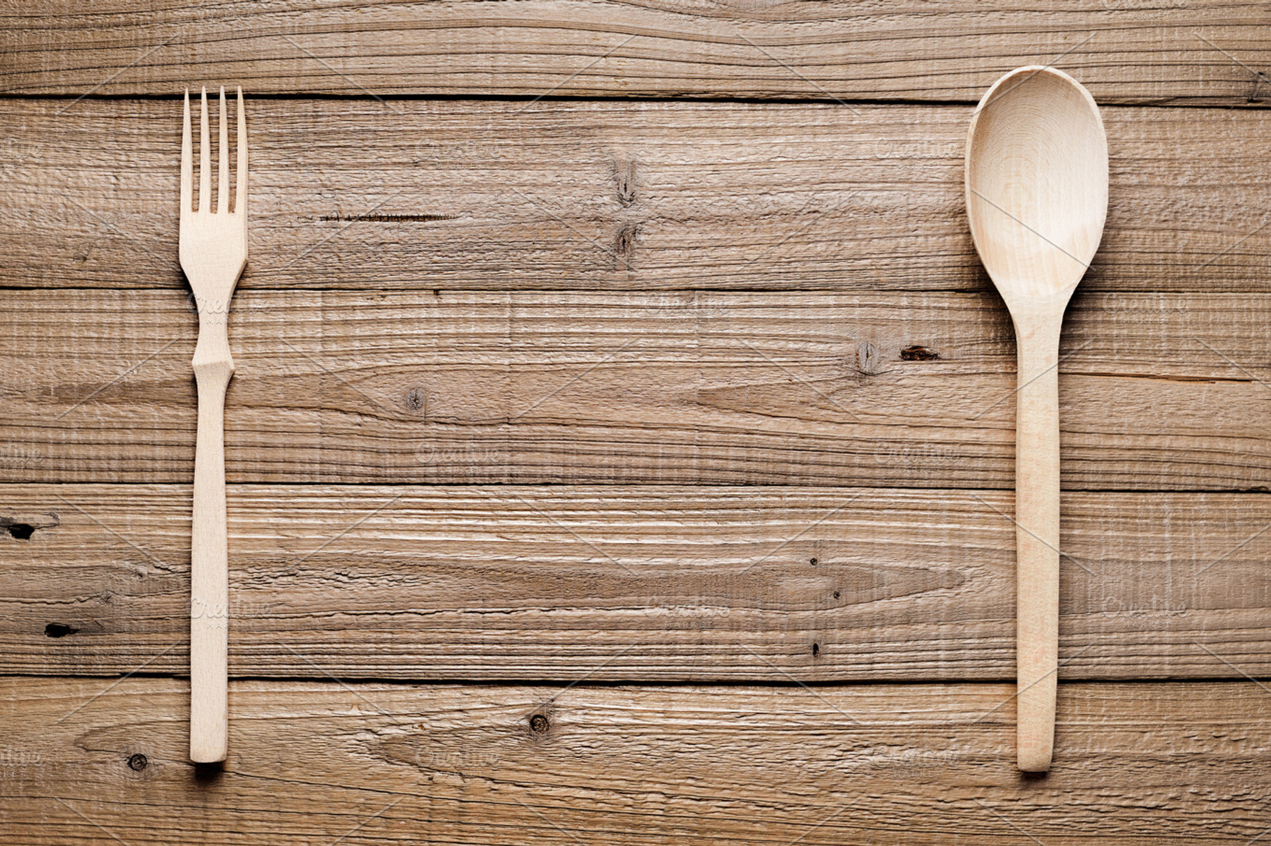 Wooden spoon and fork featuring fork, spoon, and utensil