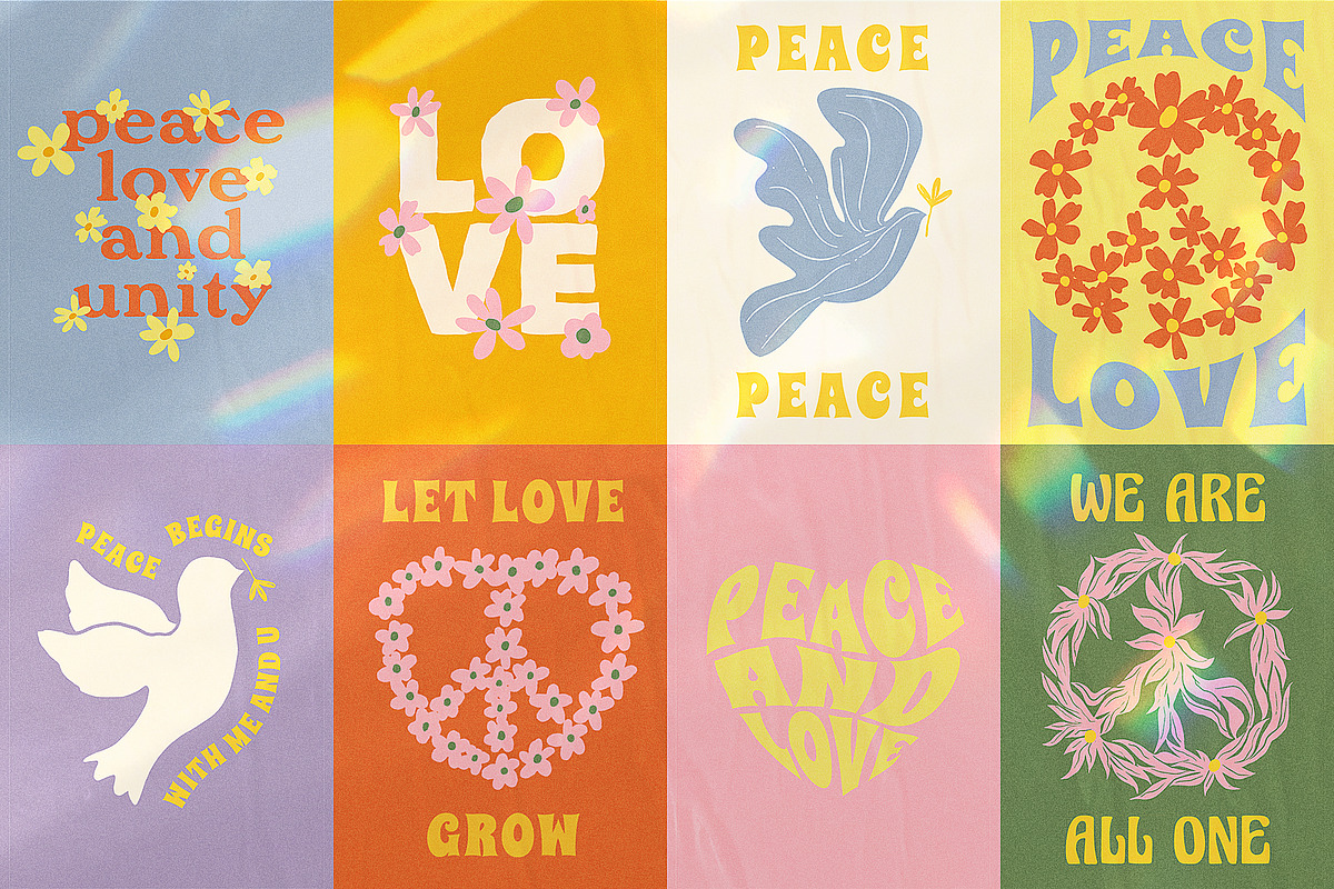 Retro Posters 70s Peace Collection, a Decorative Illustration by Ayya Studio (Photo 6 of 14)
