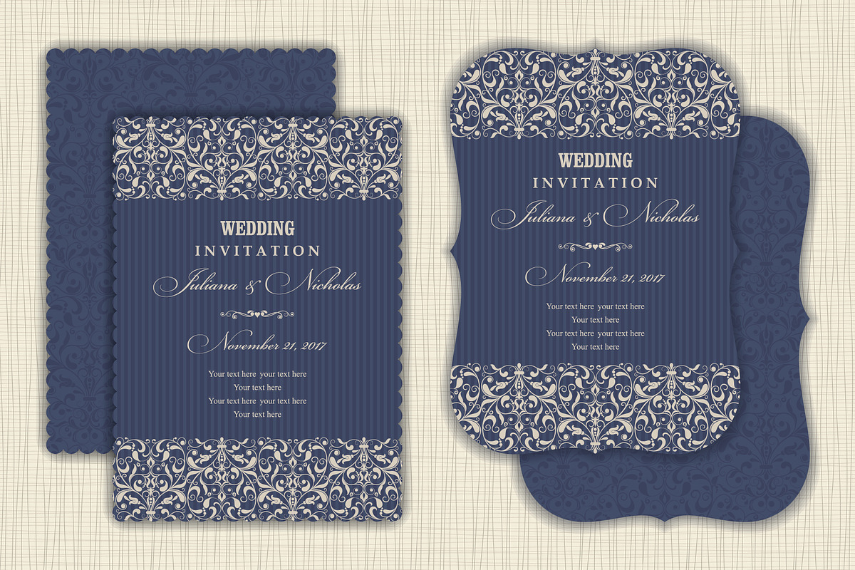Wedding Set. Pattern and Invitation., a Card Template by NataLito (Photo 8 of 10)