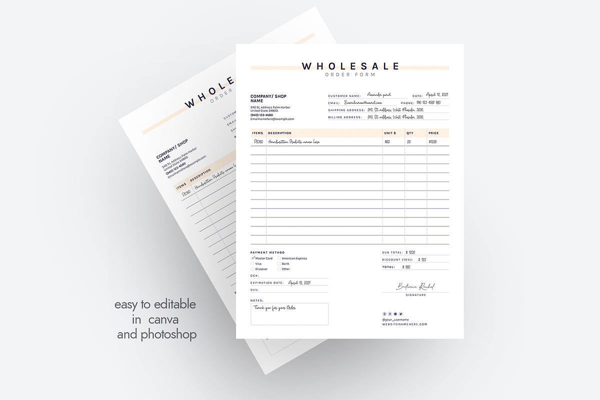Printable order form canva/photoshop, a Templates & Theme by Axpand (Photo 4 of 7)