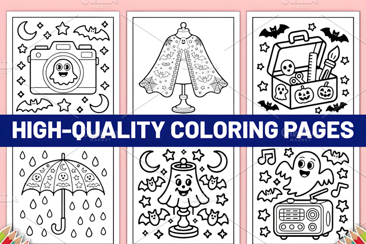 Bold Easy Spooky Stuff Coloring, a Seasonal Illustration by Coco Bloom (Photo 2 of 3)