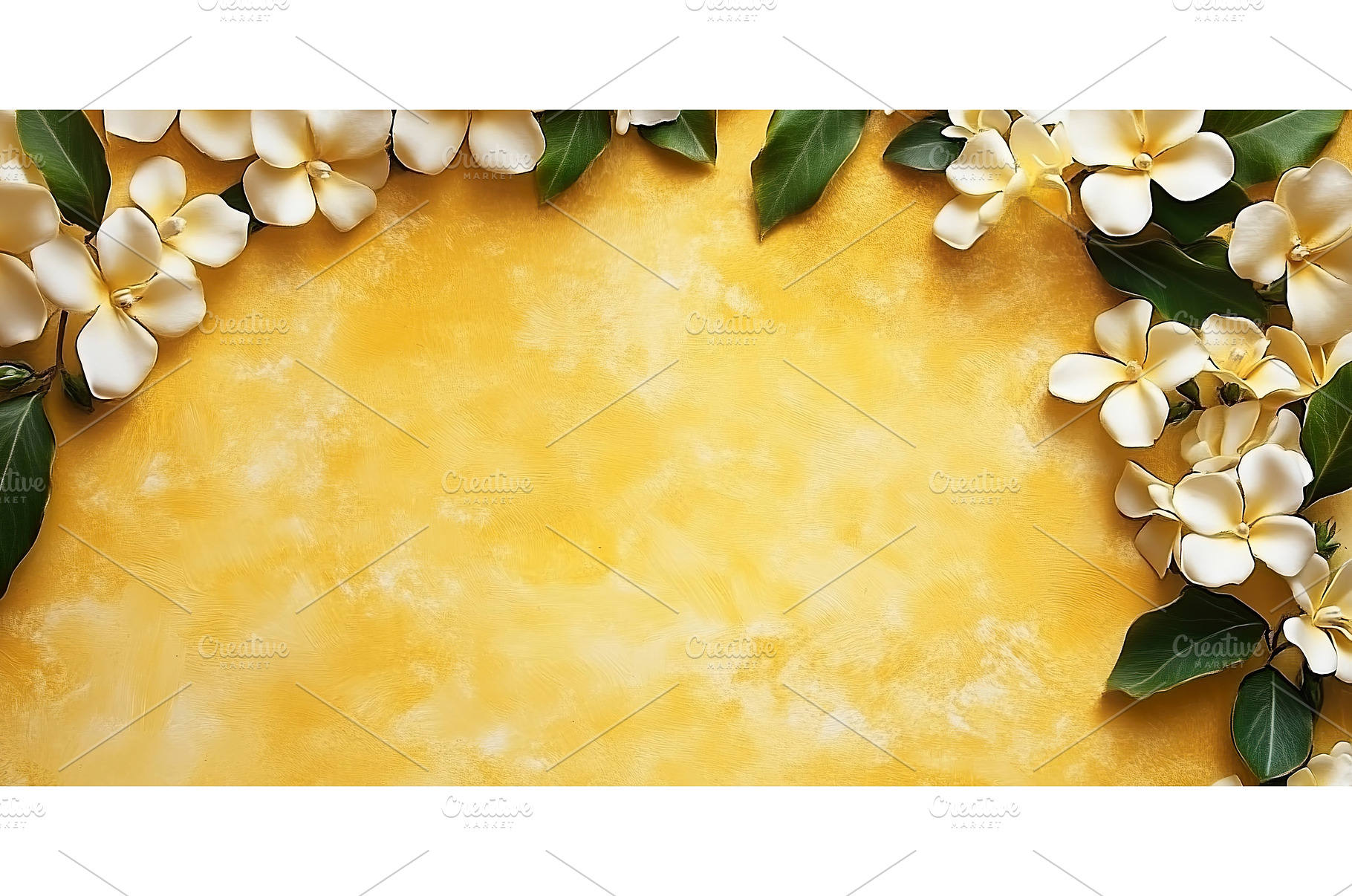 Yellow background with white flowers, a Background Photo by Lermont51