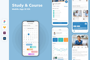 Study & Course Mobile App UI Kit, an UI Kit Template by uicube