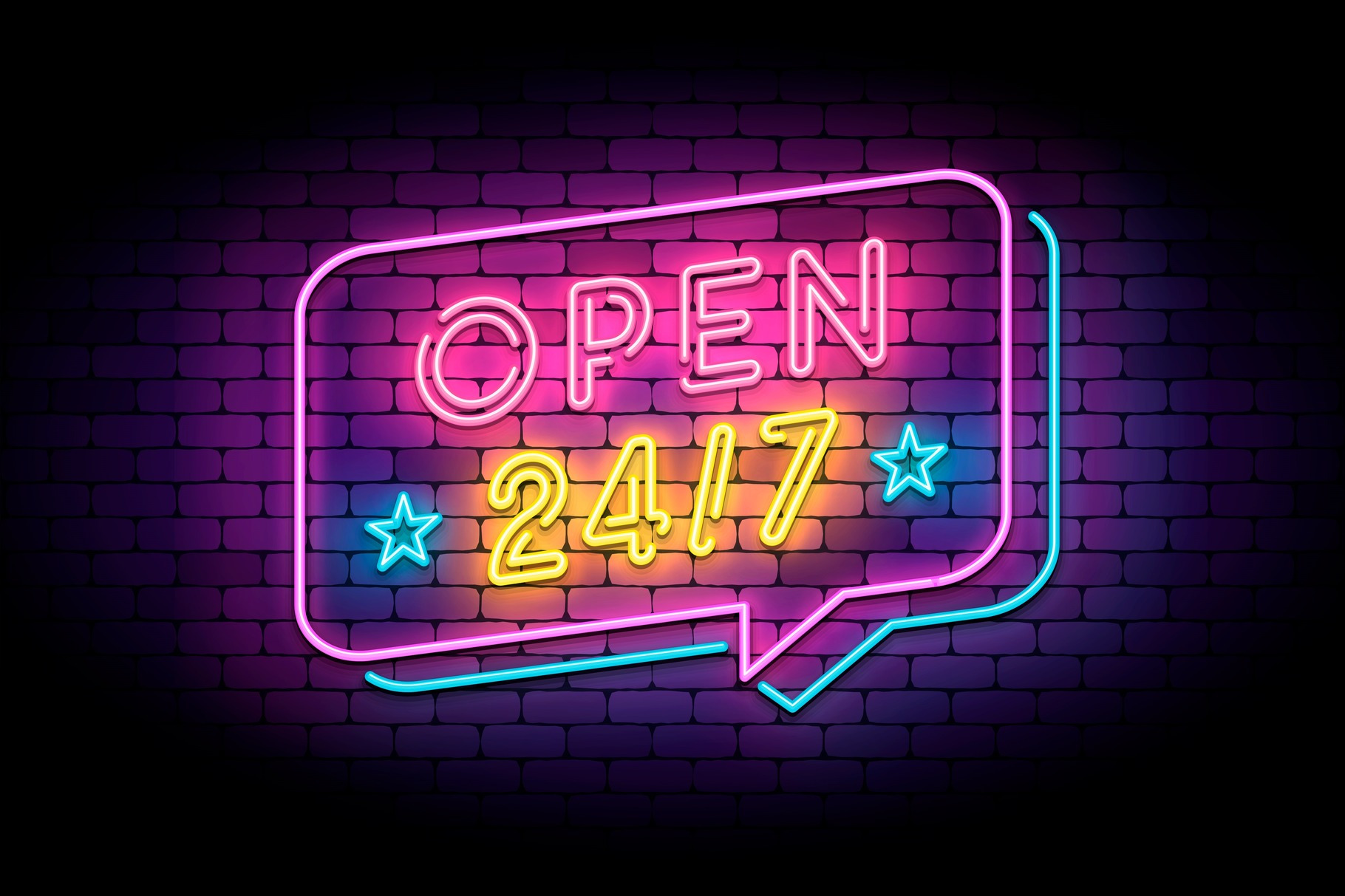 Open 24/7 sign in neon style on a, a Texture Graphic by zaniman