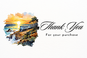 Vintage Train on Coastal Cliffs, a Transportation Illustration by New-School-Wave (Thumbnail 5 of 5)