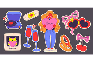 Valentine day doodle set with, an Illustration by art PVP - market