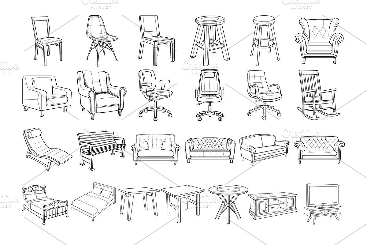 50 Furniture Procreate Stamps Brushes