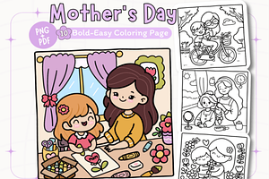 Happy Mother's Day Coloring Pages, a Seasonal Illustration by Design Station