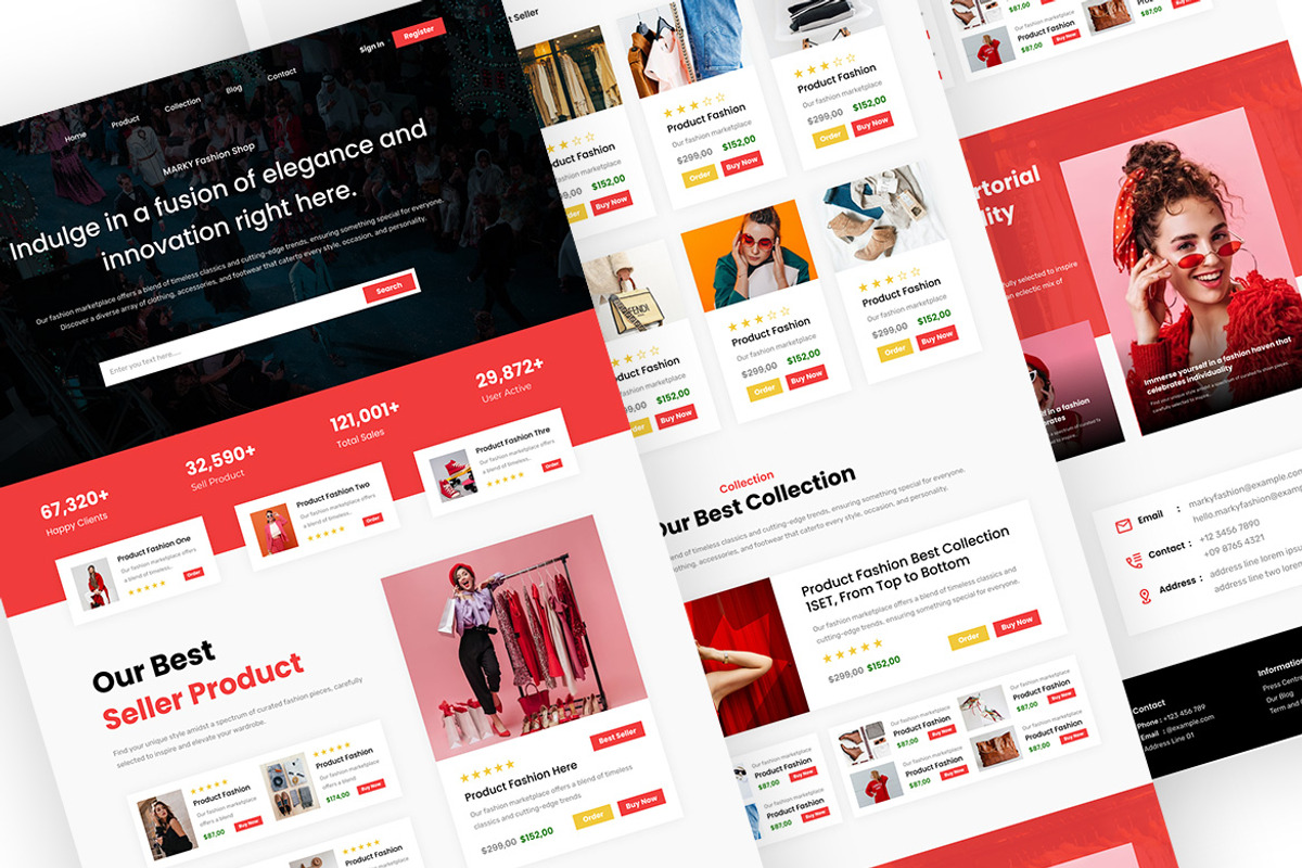 MARKY - Fashion Shop Landing Page, an UI Kit Template by ENATIVE (Photo 3 of 4)
