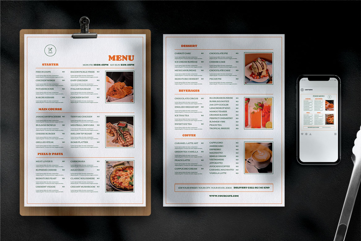 Simple Food Menu Set, a Print Template by The Savory Directors (Photo 3 of 4)