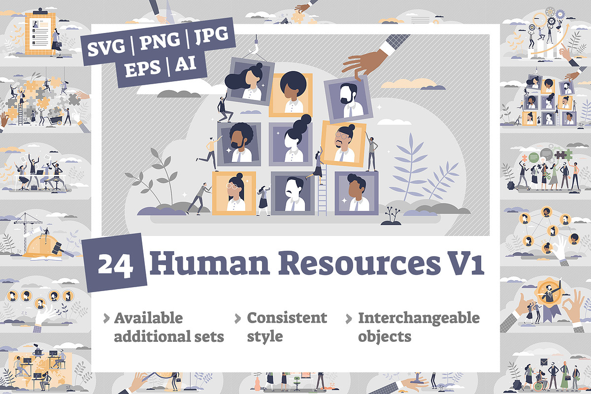 24 Human Resources V1 Concepts, a Person Illustration by VectorMine (Photo 1 of 9)