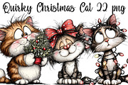 Quirky Christmas Cat Clipart, an Illustration by DreamArtGraphic (Thumbnail 1 of 4)