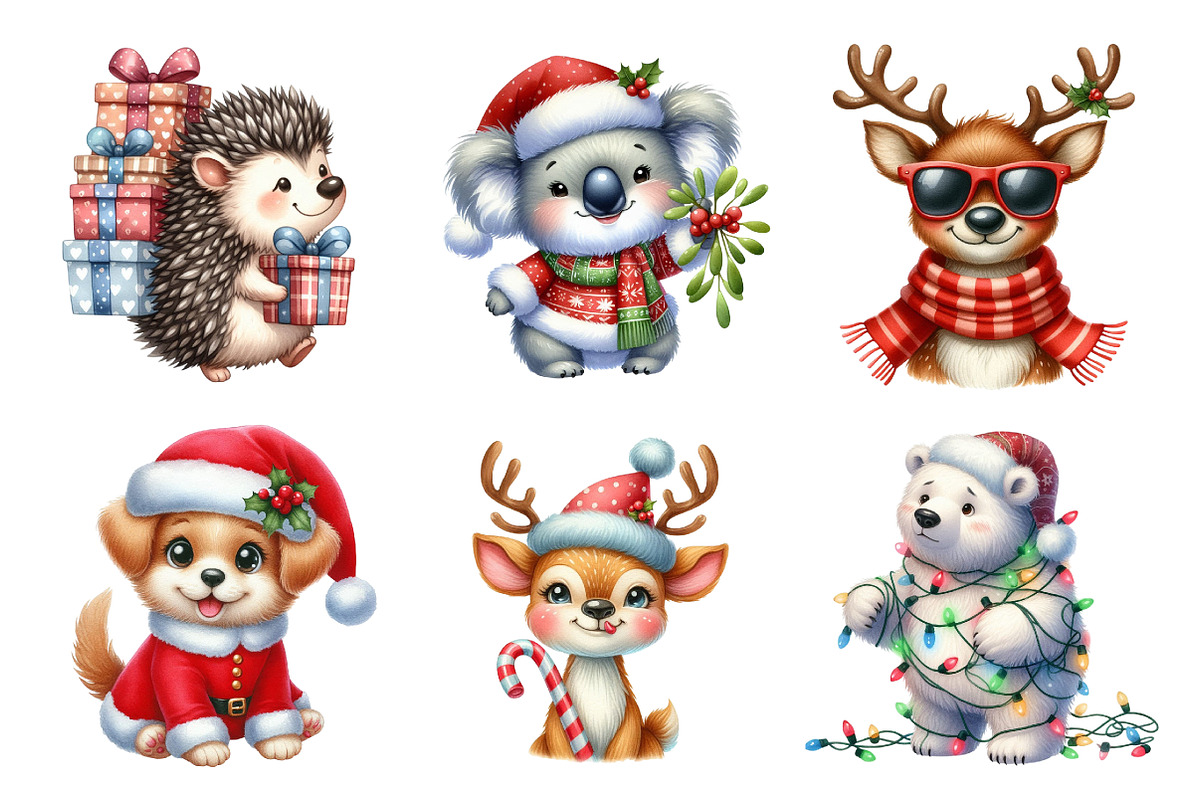 Christmas Animals Clipart, an Illustration by Design Market (Photo 4 of 5)