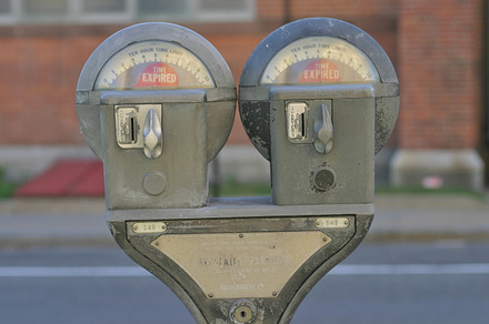 Parking meter containing parking meter, brooklyn, and city