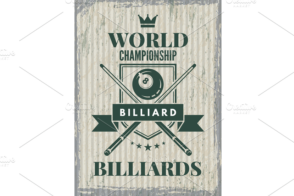 Billiard poster. retro placard, a Sport Illustration by Onyx