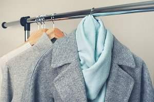 Warm clothes on a hanger stock photo containing coat and winter
