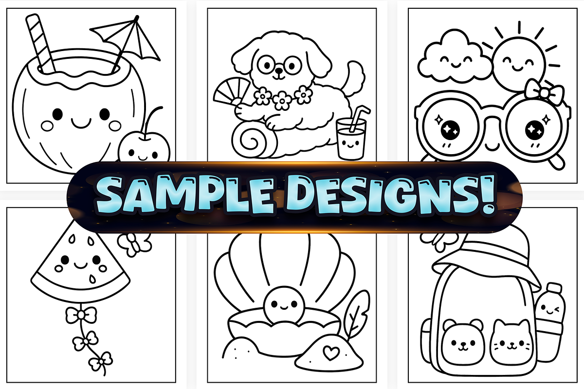 Bold Easy Kawaii Summer Coloring, a Seasonal Illustration by Craftsbeefy (Photo 2 of 4)