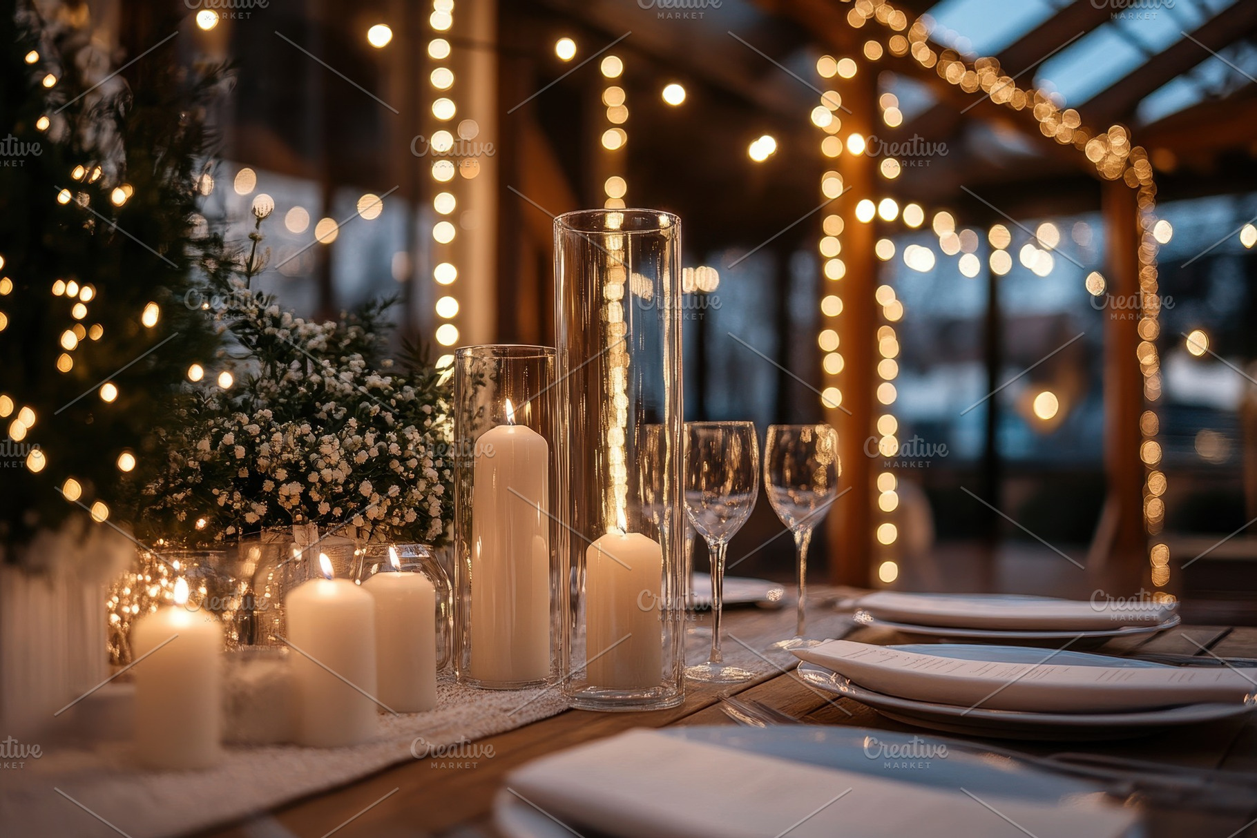 Elegant festive table setting, a Photo by Pavel_design