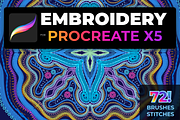 72 Brush-stitch Embroidery PROCREATE, a Brush Add-On by Graphics Resources (Thumbnail 6 of 11)