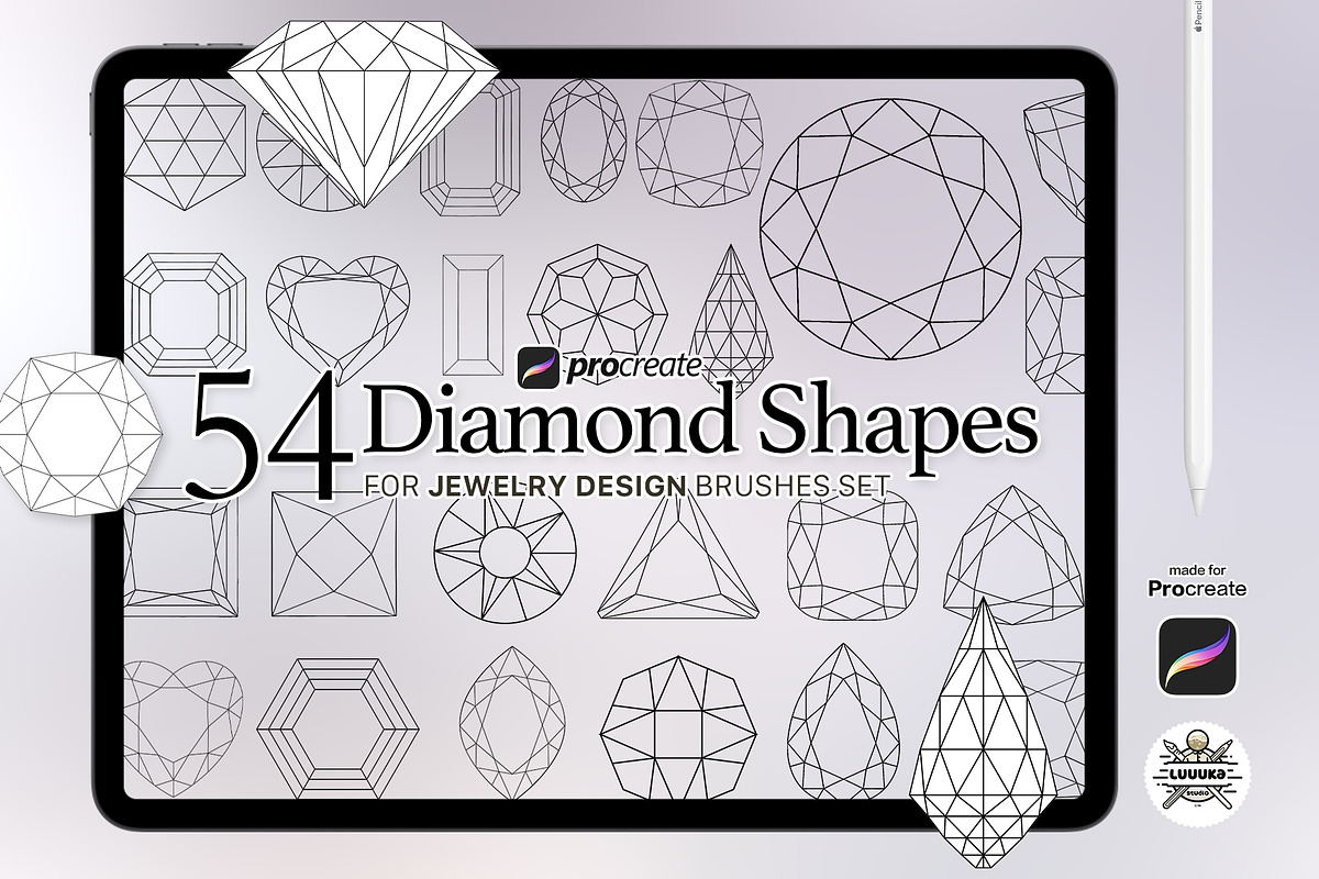54 Procreate diamond Shapes brashes, a Brush Add-On by Luuuka studio (Photo 1 of 3)