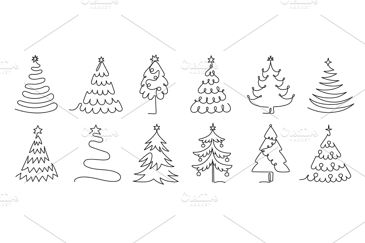 Continuous one line christmas tree, an Object Illustration by winwin.art