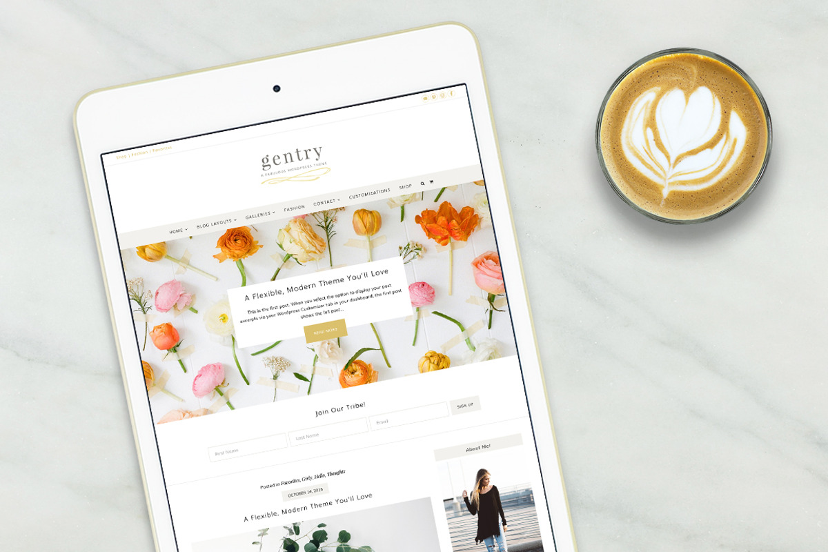 Gentry Feminine WordPress Theme, a WordPress Template by angiemakeswebsites (Photo 6 of 6)