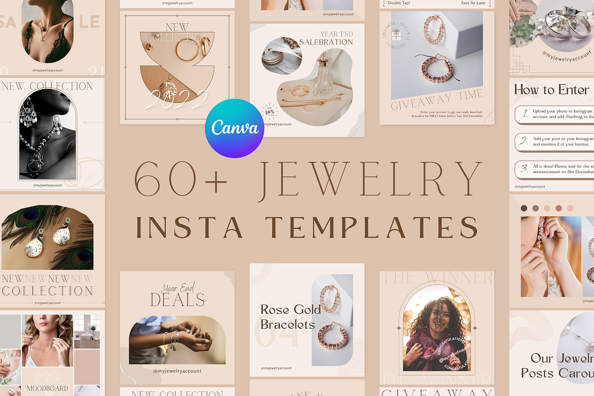 Jewelry Social Media Canva Template, a Templates & Theme by Kindelight (Photo 1 of 5)