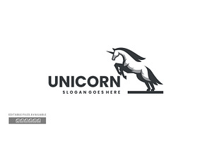 Unicorn Line Art Logo, a Branding & Logo Template by ivan_artnivora