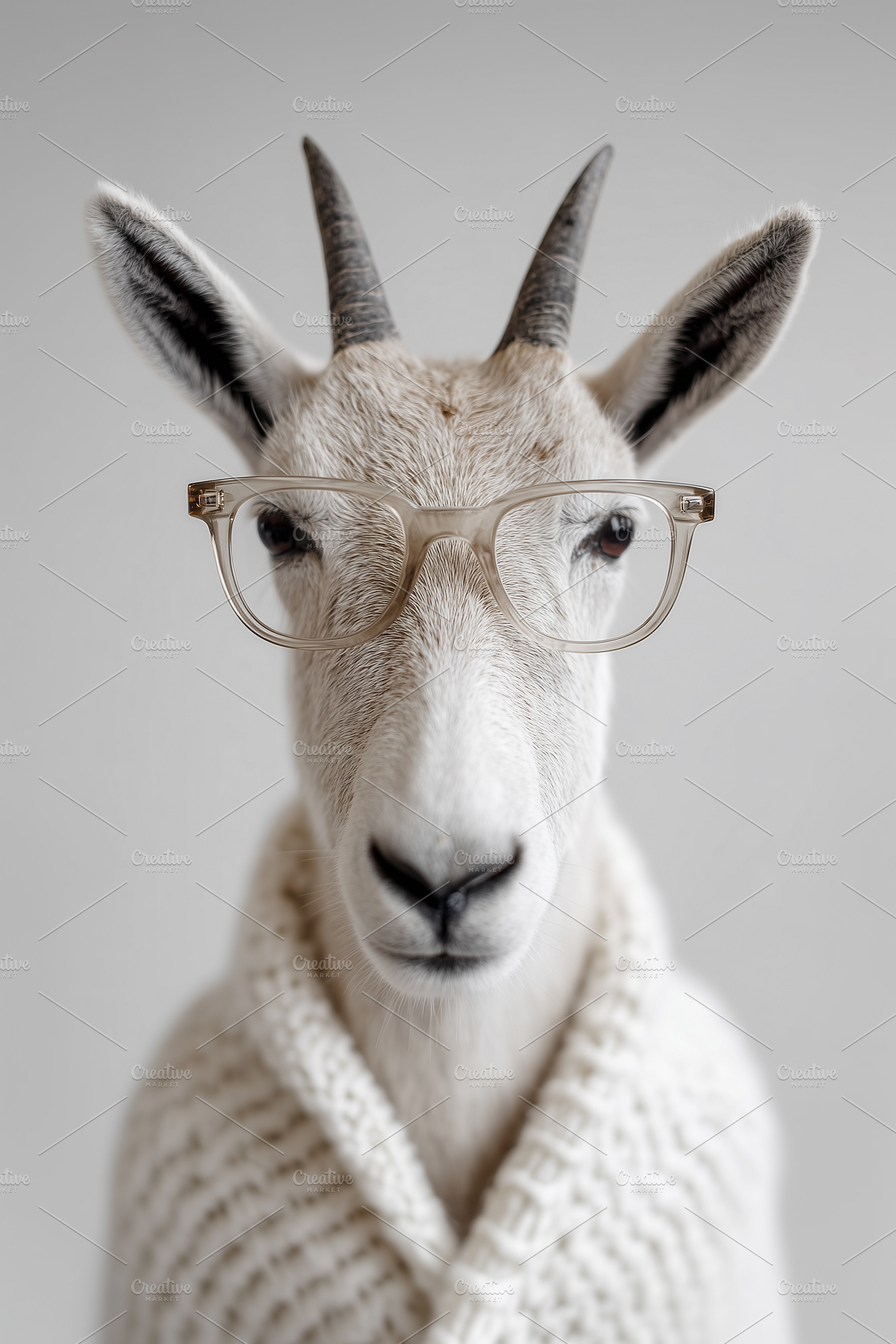 Portrait of a goat wearing glasses, an Animal Photo by MistyDay