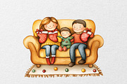 Christmas Family Clipart, an Illustration by DreamCafeArt (Thumbnail 5 of 5)