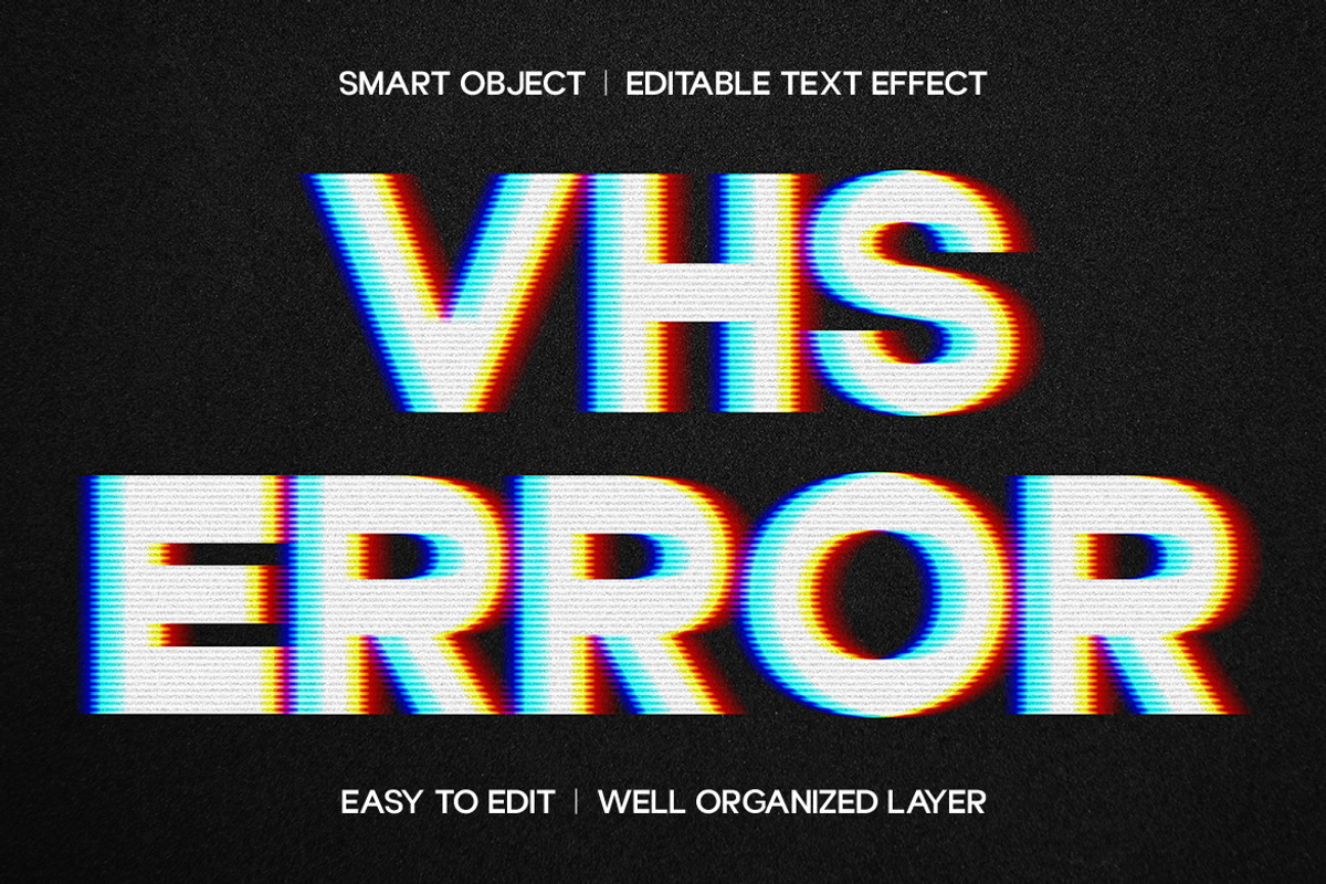 VHS Glitch Text Effect, a Layer Style Add-On by dokudokunomi