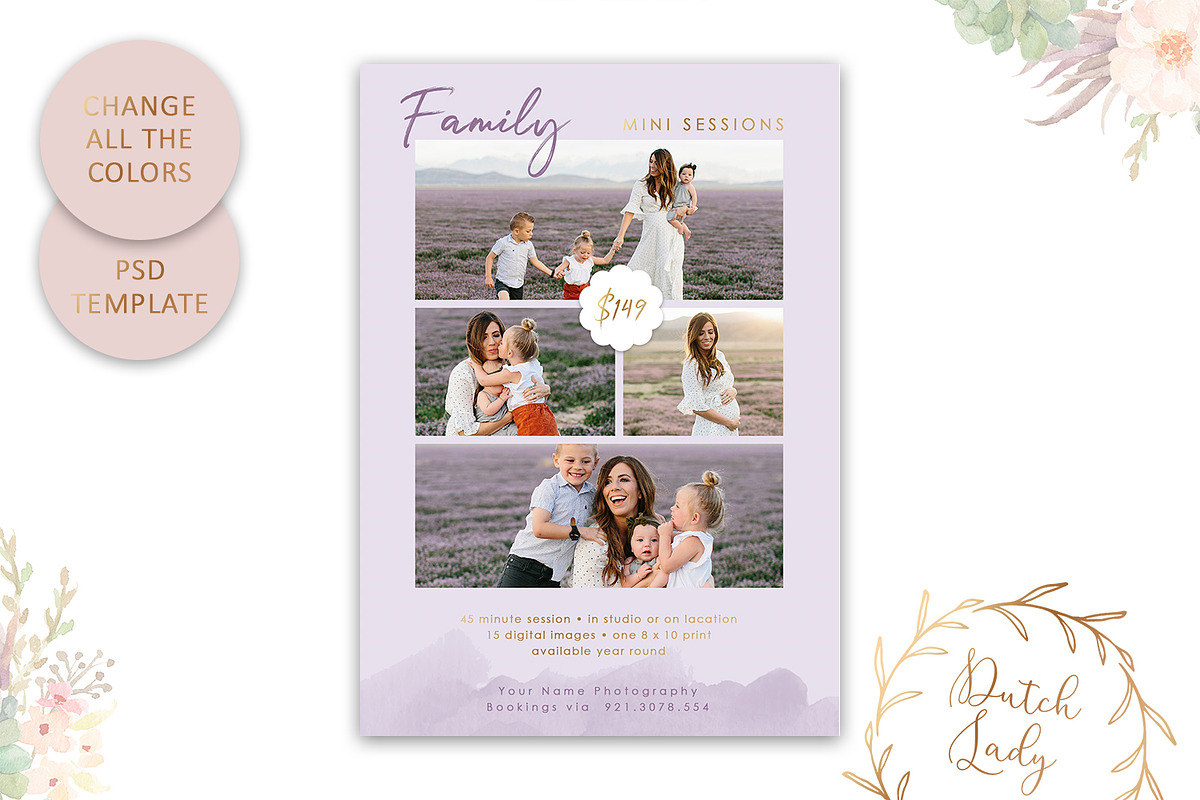PSD Photo Session Card Template #45, a Card Template by The Dutch Lady ...