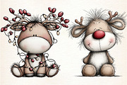 Whimsical Christmas Reindeer Clipart, an Illustration by Dream Creation (Thumbnail 2 of 7)