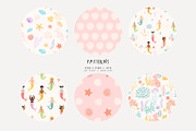 Little Mermaids. Clipart & Patterns, a Decorative Illustration by annartdreams (Thumbnail 7 of 11)