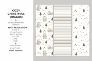 COZY CHRISTMAS DRAGON PATTERNS & PNG, a Pattern Graphic by tetiartline (Thumbnail 2 of 4)