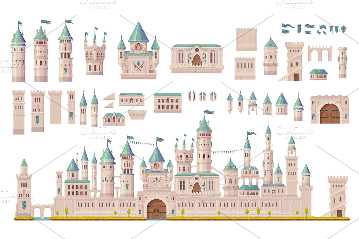 Medieval fortress castle constructor, a Decorative Illustration by Seavector Studio (Photo 3 of 3)
