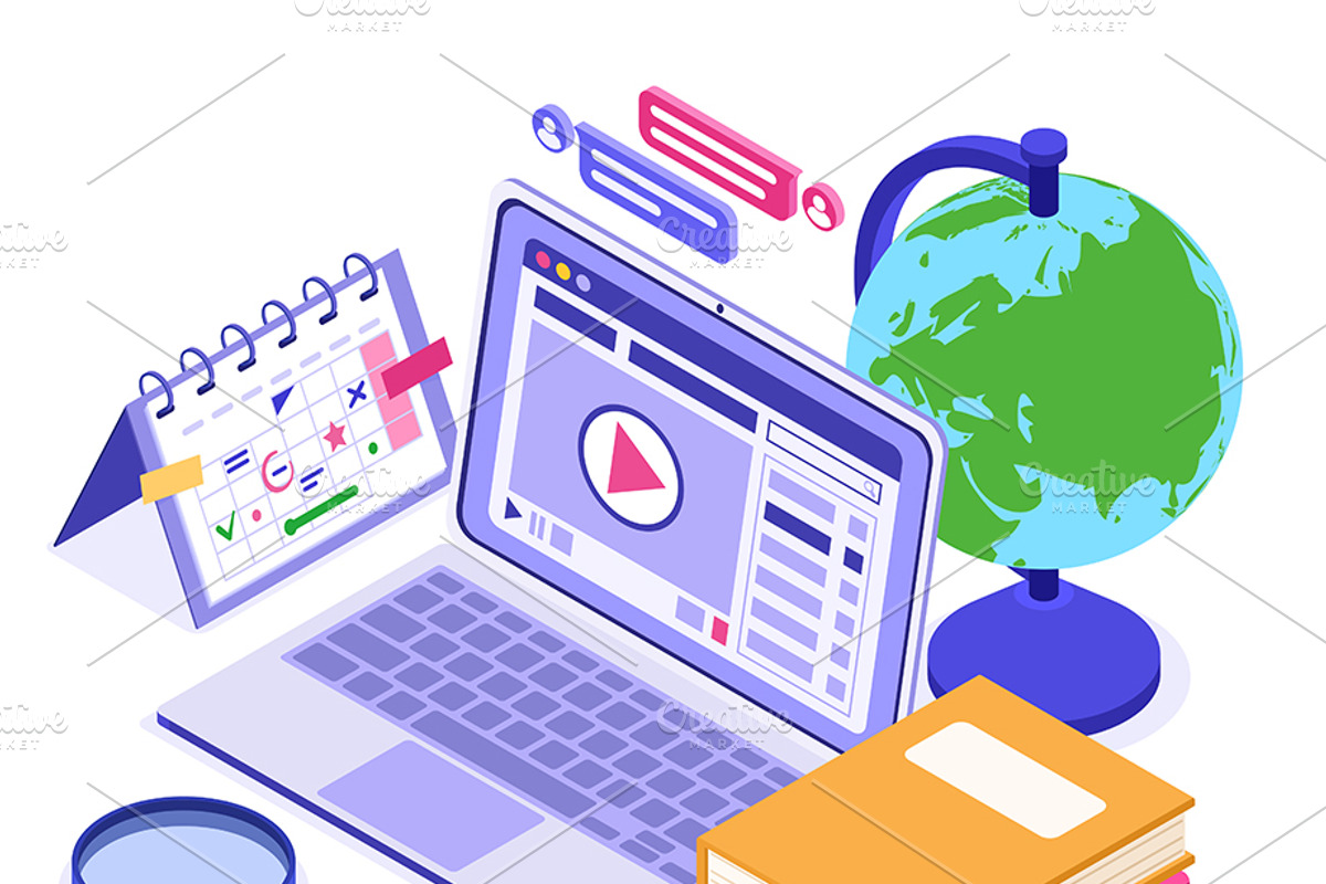 Online distance education from home, an Education Illustration by TAlex (Photo 4 of 6)