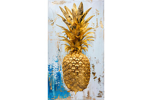 Gilded Pineapple Art Piece with Gold, an Illustration by Lermont51