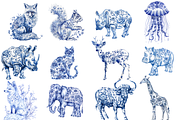 Chinoiserie Toile de Jouy Clipart, an Illustration by NadiaTheronArt (Thumbnail 3 of 4)