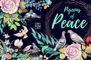 Watercolor Pigeons of Peace